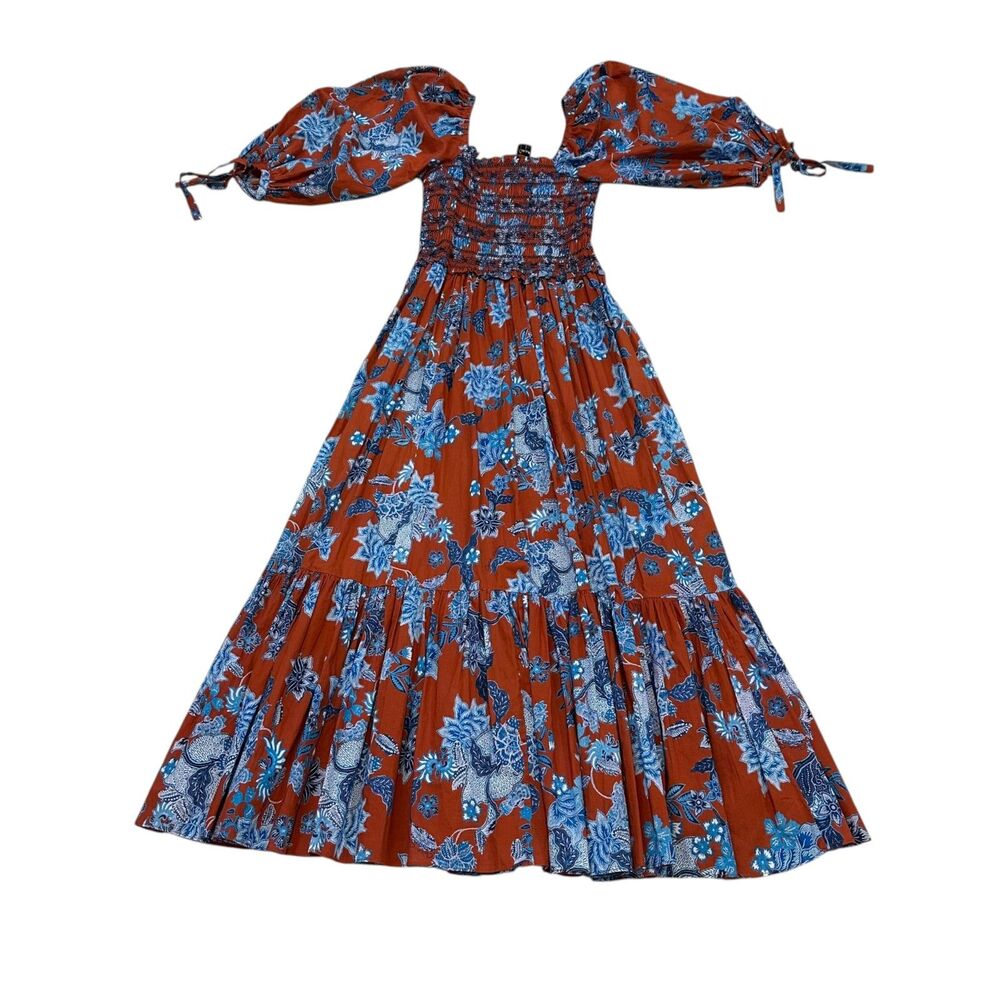 Cara Cara Jazzy Floral Smocked Midi Dress Size XS